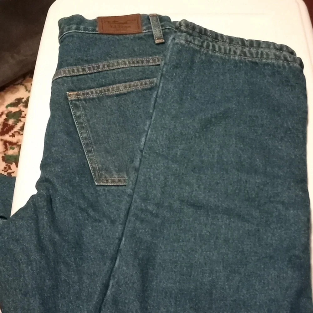 LL Bean women's double-lined fleece jeans 8 tall (Jea061)